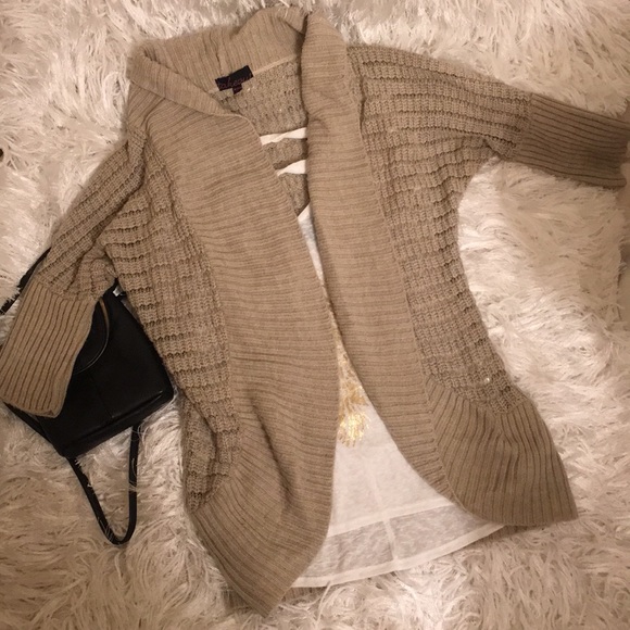 Takeout Sweaters - Wide Collar Open Front 3/4 Sleeve Sweater